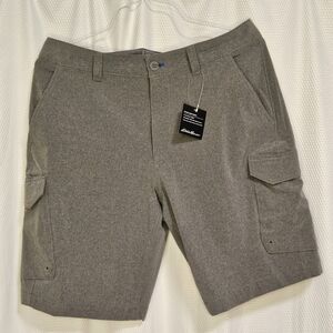 Eddie Bauer Men’s Amphib Cargo Shorts 34 Carbon Gray NWT